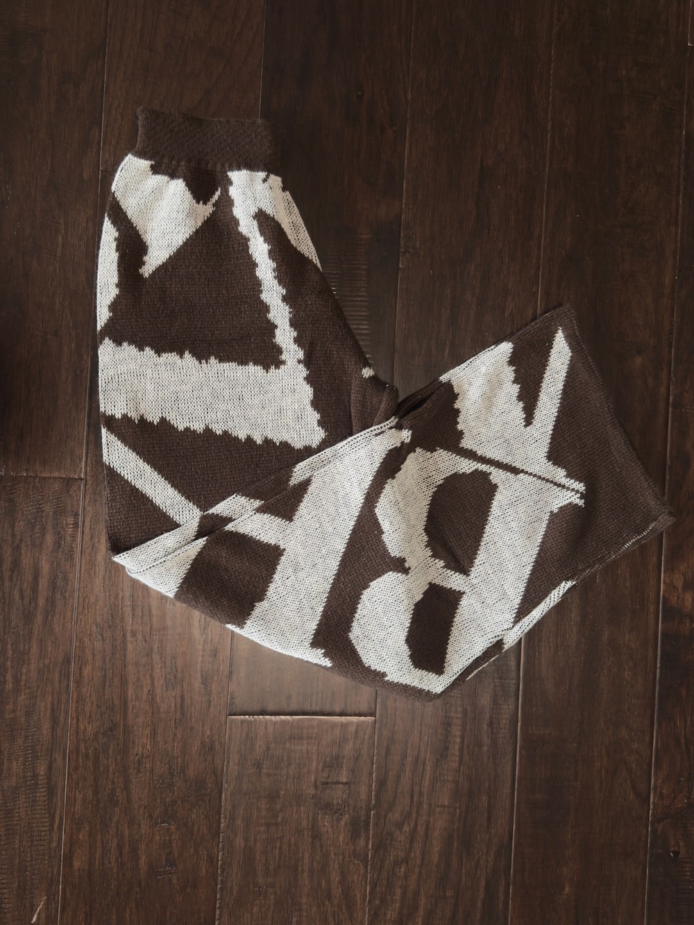 Chocolate and Grey Jacquard Knit Sweatpants